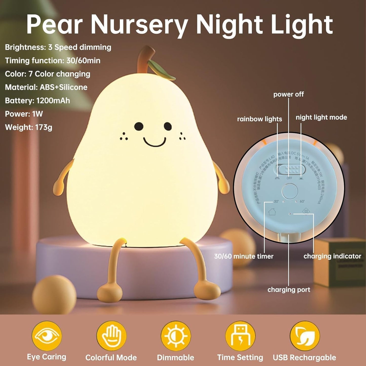 Cute Silicone Pear Shape Lamp