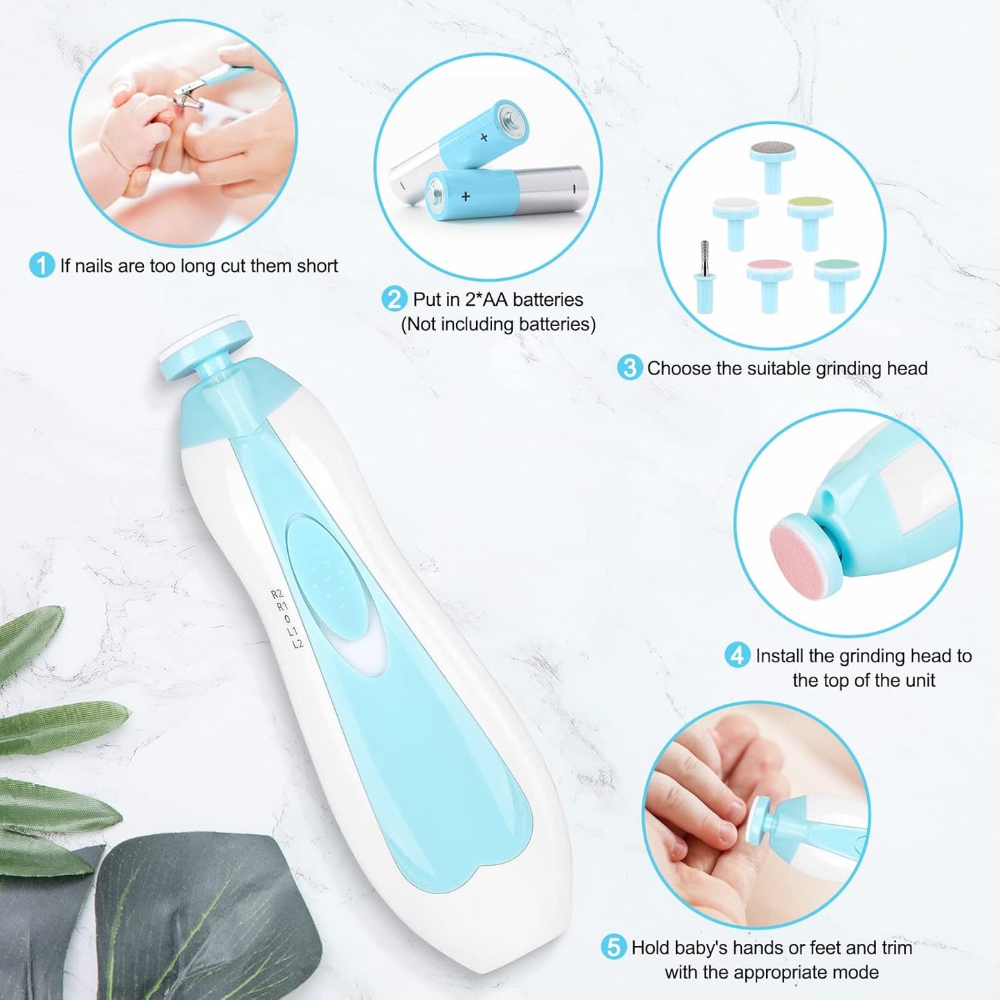 SafeTrim – Painless Electric Baby Nail Trimmer & Filer Set